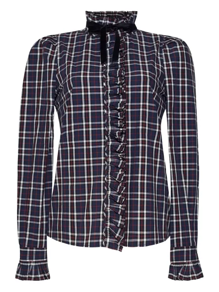 Koszula Cara Cara w kratkę z falbankami niebieska