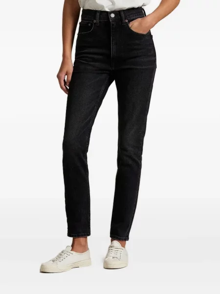 Koszulka Polo Ralph Lauren dwurzędowa zamszowa w paski czarna