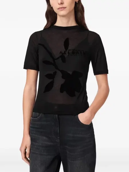 Tricou Allsaints cu model floral cu imagine negru