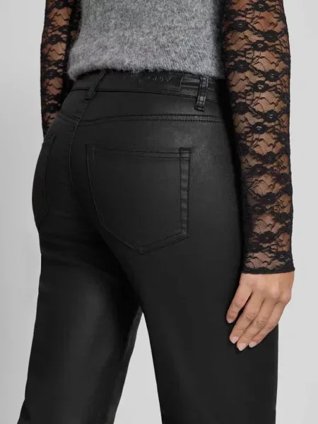 Spodnie skórzane z średnim stanem z mieszanka modalu model BLUSH' Only czarne