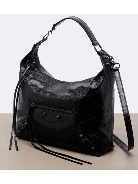 Usnjena torbica Balenciaga črna