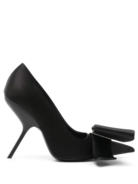 Pantofi cu toc Ferragamo cu funde din satin negru