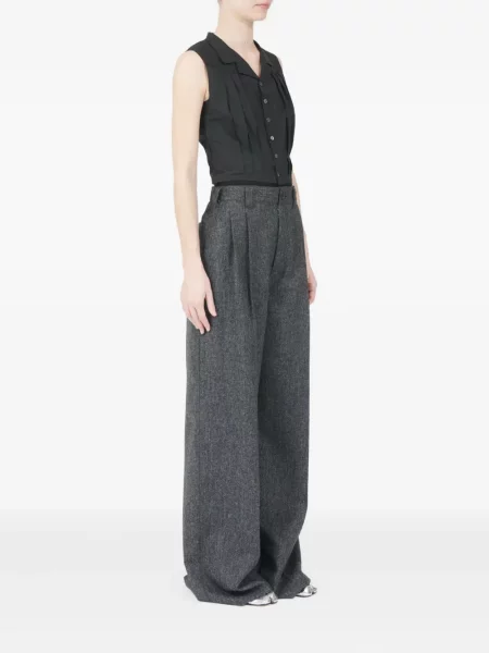 Pantaloni Maison Margiela de lână plisate gri