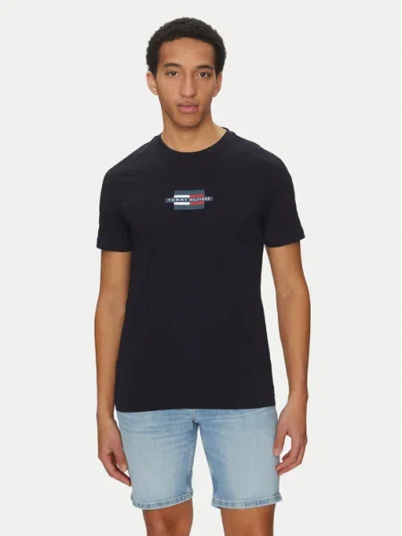 Tommy Hilfiger Tričko Flag Box Tmavomodrá