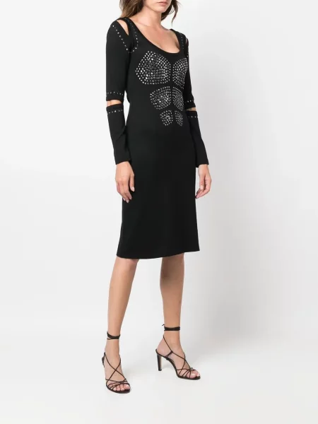Oblekové šaty Versace Pre-owned se cvočky černé
