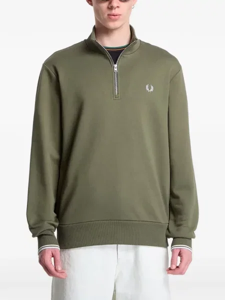 Hanorac cu fermoar Fred Perry cu broderie verde