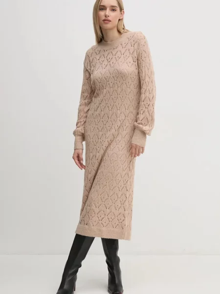Haljina Pepe Jeans HAILEY DRESS midi ravna bež