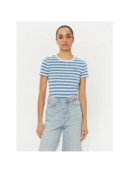 BOSS Marškinėliai C_Esla_Striped Regular Fit mėlyna