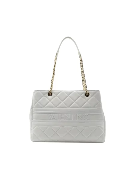 Pikowana lniana shopperka Valentino biała