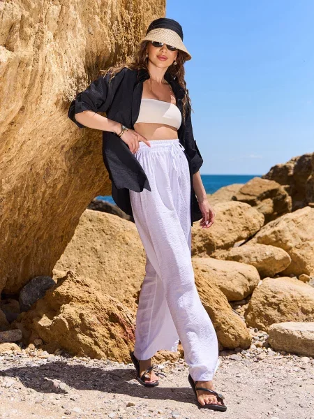 Лляні Штани повсякденні ISSA Plus білий