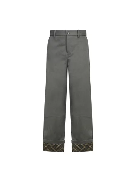 Spodnie Burberry z logo szare