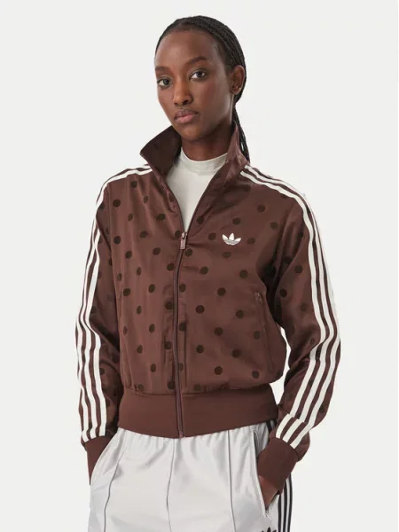 Adidas Originals dukserica na zakopčavanje za žene Satin Polka Dots smeđa