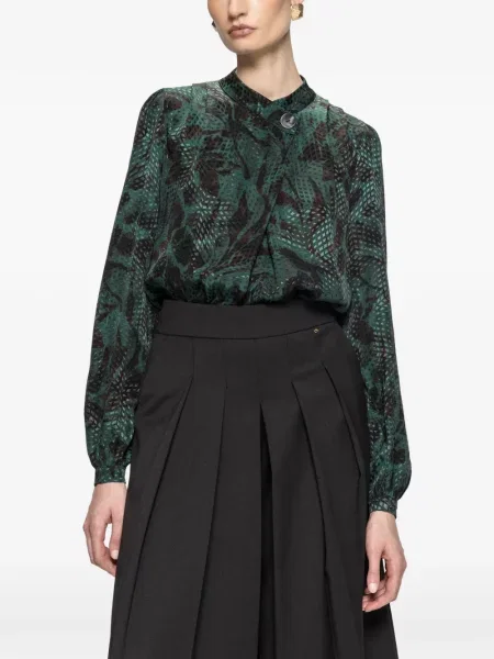 Top Nissa cu model floral cu imagine verde