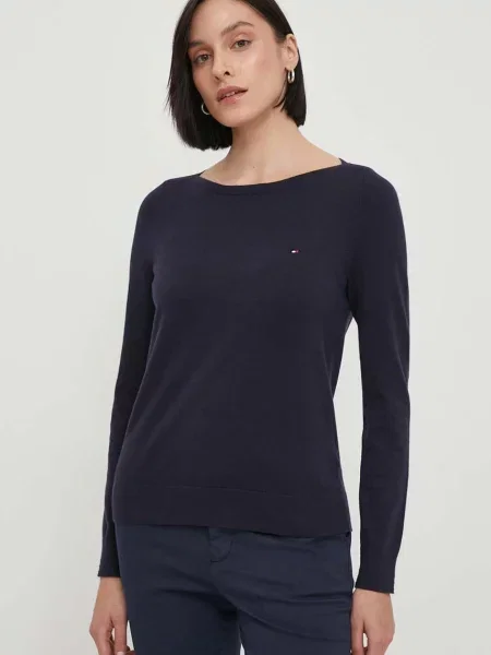 Pulover Tommy Hilfiger za žene tamno lagani plava