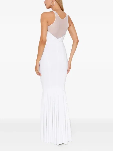 Rochie maxi Norma Kamali plasă de costum alb