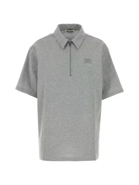 Tricou polo Miu Miu gri