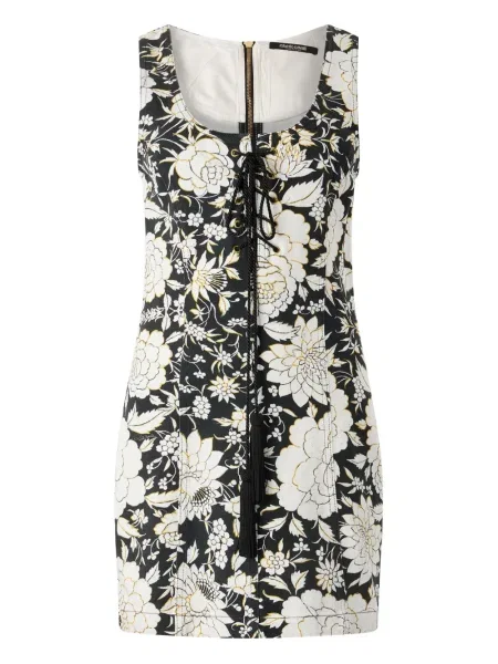 Rochie mini Roberto Cavalli cu șireturi cu model floral din dantelă alb