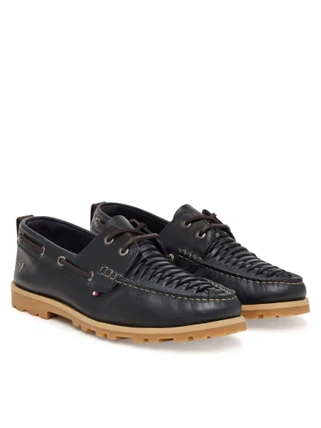 Pantofi Tommy Hilfiger Hilfiger Braided Lth Boat Shoe Bleumarin