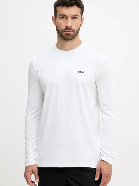 Lung tricou cu mânecă lungă Boss Green alb