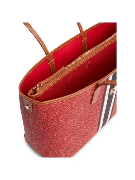 Pruhovaná shopper kabelka Tommy Hilfiger červená
