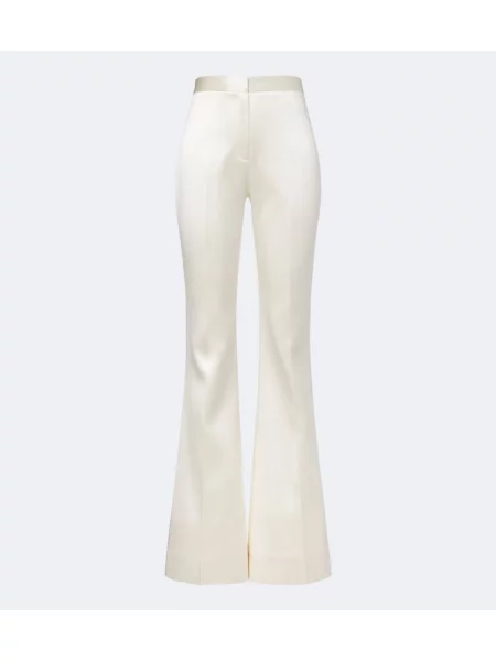 Pantaloni Danielle Frankel de lână evazate alb