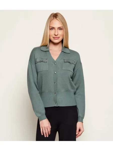 Liu Jo Sport Cardigan cu adaos de mătase verde
