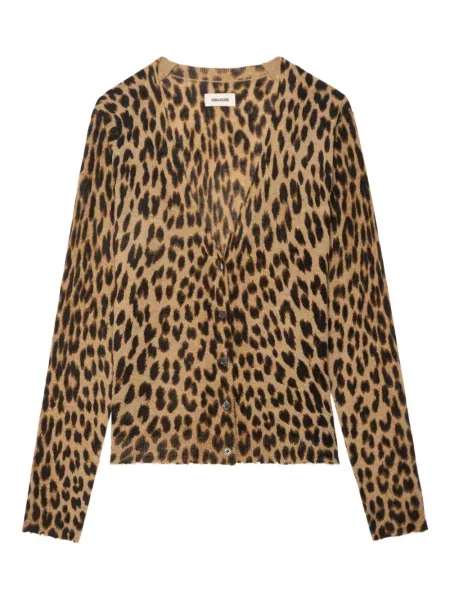 Cardigan Zadig&voltaire cu imagine cu model leopard maro