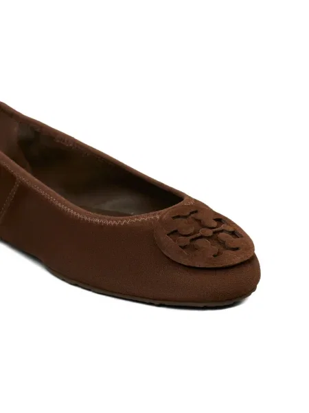 Balerini Tory Burch din piele de căprioară maro