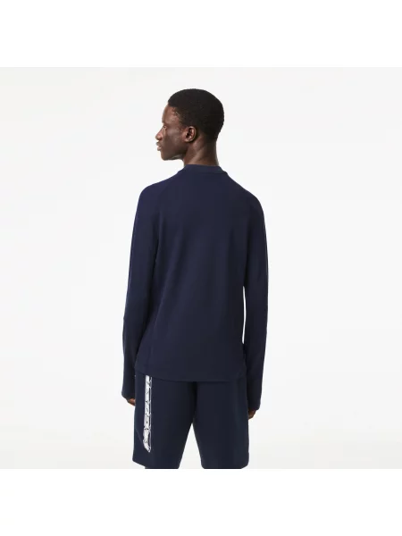 Lacoste Kardigan Z Bawełny Flanelowej W Kratę Z Dekoltem W Serek niebieski