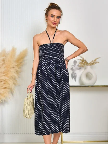 Rochie Resti cu buline de costum albastru