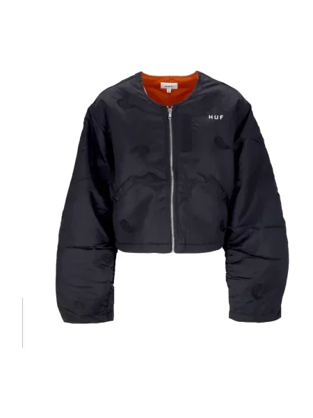 Satynowy kurtka bomber Huf z wzorem paisley czarny