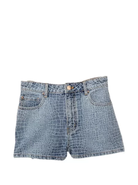 Stras pantaloni scurți din denim Self-portrait albastru