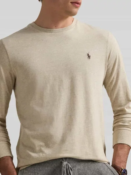 Bluzka z długim rękawem o kroju regular fit z czystej bawełny Polo Ralph Lauren biała