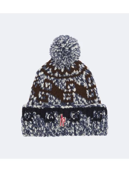 Vlněný čepice Moncler Grenoble modrý