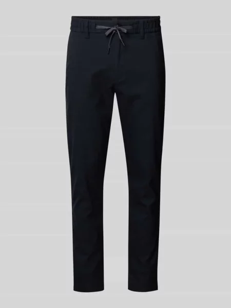 Chinosy o kroju tapered fit z tunelem Boss Orange granatowe