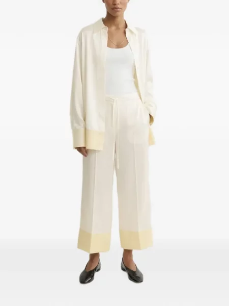 Pantaloni Toteme de mătase cu cordon alb