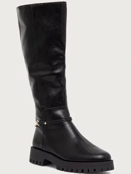 Steve Madden cizme pentru femei din piele Longshot negru