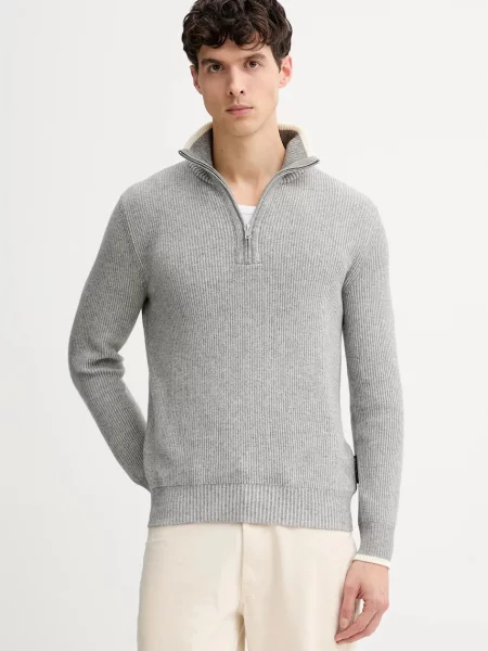 Marc O'Polo sweter z dodatkiem wełny z półgolfem szary