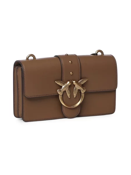 Pinko torebka crossbody skórzana beżowa