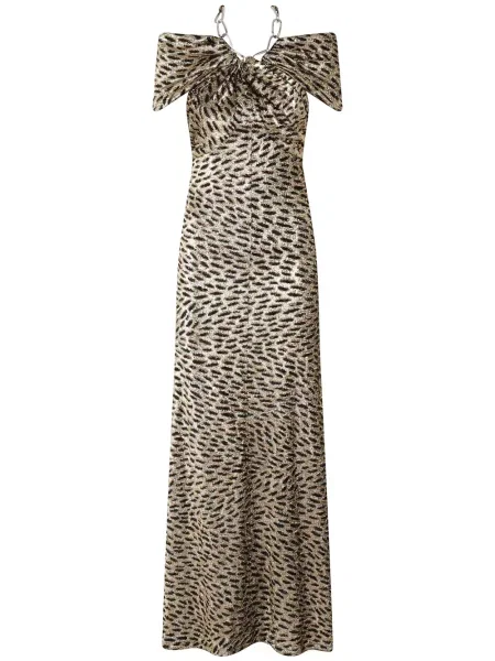 Rochie Rabanne cu imagine cu model leopard de costum maro
