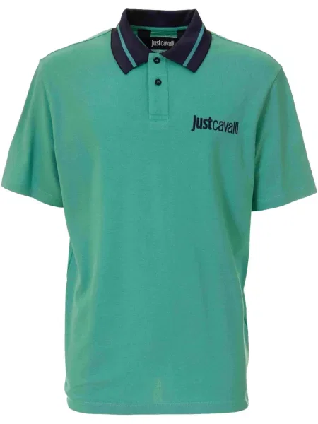 Поло тениска Just Cavalli бродирана зелено