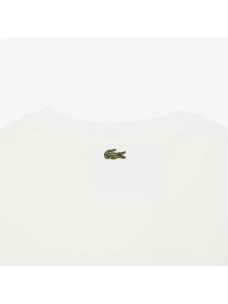 Lacoste T-Shirt Z Okrągłym Dekoltem Z Nadrukiem Regular Fit biały