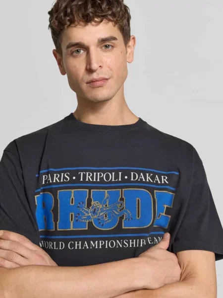 Koszulka z bawełny krój regular fit Rhude czarna
