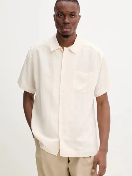 A.P.C. cămașă din amestec de in chemisette roy bărbați relaxed bej