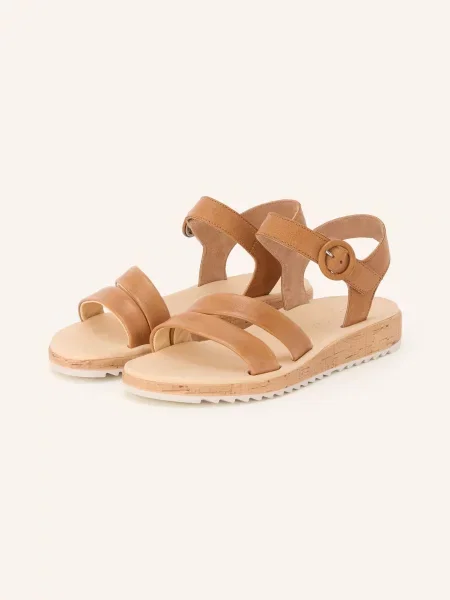 Paul Green Sandály S Plochou Podrážkou Washed Kid Cuoio hnědá zelené