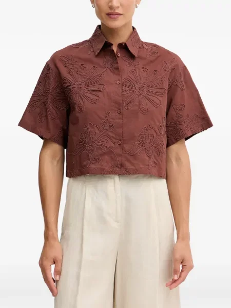 Decupat cămașă Benetton cu model floral maro