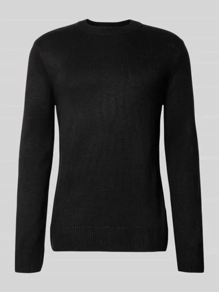 Sweter o kroju regular fit z prążkowanej dzianiny Tom Tailor Denim czarny