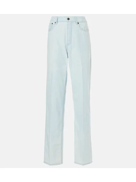 Blugi drepți Miu Miu cu talie joasă albastru
