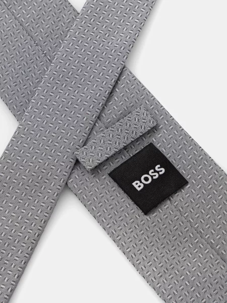 Шелковый галстук Boss серый