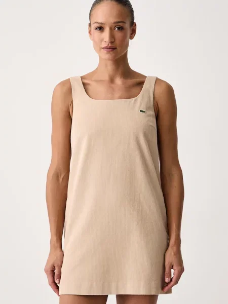 Lacoste rochie din catifea reiată bej